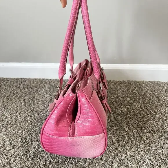 Liz Claiborne Pink Snakeskin Leather Shoulder Bag Baguette Y2K 90s